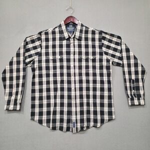Roughstock Panhandle Slim Men's Black Long Sleeve‎ Diamond Pearl Snap Size XL